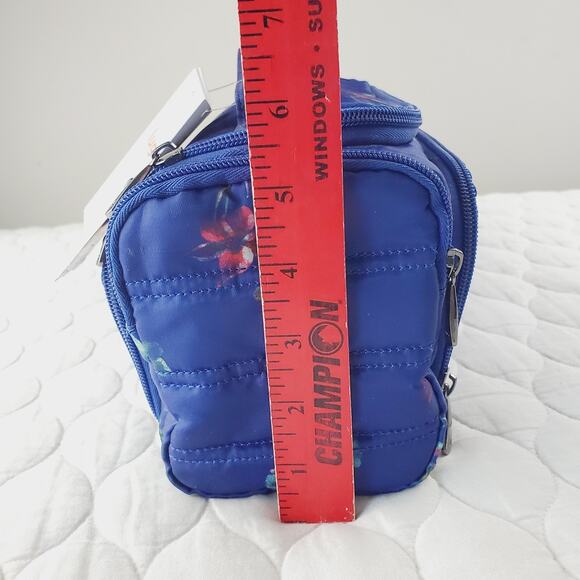 lug Trolley Cosmetic Travel Bag Women's Blue Floral Several Make-Up Compartments - Picture 9 of 11